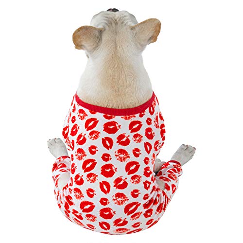 Image of CuteBone Dog Pajamas Valentines Costumes Fleece Pet Clothes Puppy Onesie Winter Holiday Cute Cat Jammies Keep Your Pet Warm in The Cold Weather P116XS