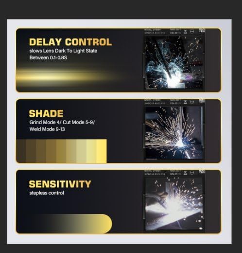 Miniatura 5 de TECWELD Casco de soldadura de oscurecimiento automático, campana de soldadura de visión grande con 4 sensores de arco de sombra ancha 4  59-913 para