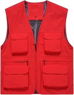 Adhdyuud Men's Multi Pocket Quick Drying Fishing Vests Outdoor Thin Climbing Military Tactics Vest