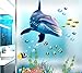 HALLOBO® XXL Wandtattoo Wandaufkleber Delphin Delfine Unterwasserwelt Marine Meer Wandbild Wohnzimmer Schlafzimmer Kinderzimmer Deko