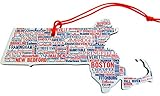 Massachusetts Ornament with City Names Wooden Christmas Tree Decoration, 5 Inch