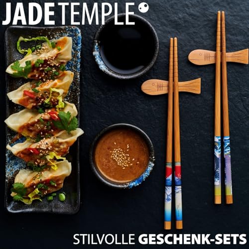 JADE TEMPLE Keramik Sushi Set mit Dippschale und Stäbchen - 1 Set, Blau