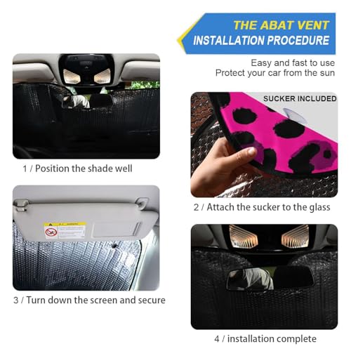 Hot Pink Leopard Cheetah Car Windshield Sunshades Sun Shade Reflective UV Rays Protector Keep Your Vehicle Cool Visor Cover Foldable for Car Truck SUV Front Window 55X28 inch by Dussdil - Image 4