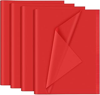 NEBURORA 120 Hojas Papel de seda rojo 35 x 50 cm Papel de seda rojo de Navidad a granel para bolsas de regalo Embalaje Relleno floral Manualidades Cumpleaños Boda Decoración de San Valentín (Rojo)
