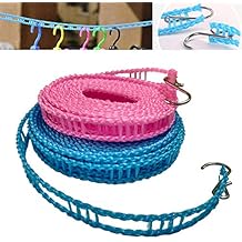 2 Pack Nylon Clothesline Windproof Clothes Drying Rope Travel Clothes Line Portable Laundry Line Hanger Rope for Indoor Outdoor Camping Home Hotel Random Color Pack of 2 Clothesline3m & 5m