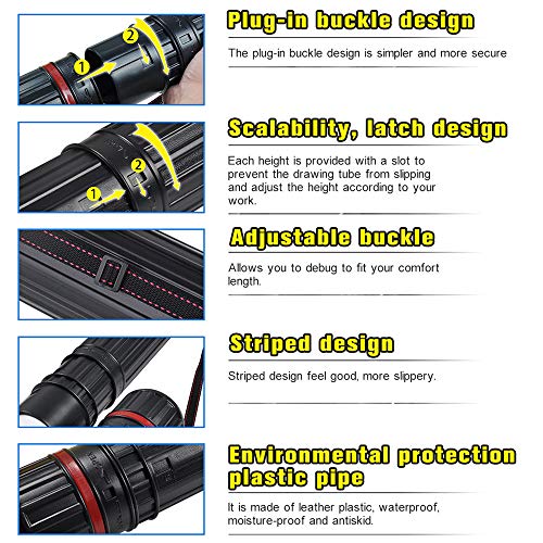 Drawing Tube Blueprint Case Telescoping Art Tube Large Plastic Black Storage Tube Expands From 30 To 53 Inches Plastic Waterproof And Light Resistant Poster Tube With Strap(Large Size) #TOP3