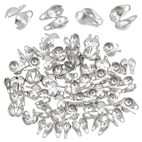 PandaHall Elite- 1 Sac/Environ 50pcs Creation de Bijoux Components Acier Inoxydable Embouts Cache Noeuds A Plier 6mm