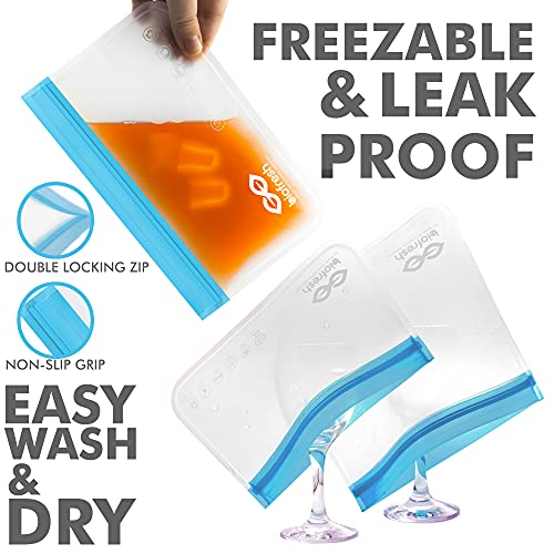 Reusable Multi-Purpose Storage Bags 4 Pack Leakproof Peva Ziplock Freezer Bags For Kids Snack,Sandwich,Lunch,Food,Travel Organizer (Blue, Pack Of 4 (4 Snack Pack)) #TOP2