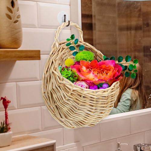Miniatura 9 de Tofficu Cestas Colgantes De Mimbre 9x7 Pulgadas Juego De 2 Canastas Colgantes Tejidas Para Plantas Flores Almacenaje Decoración Hogar Cocina Baño