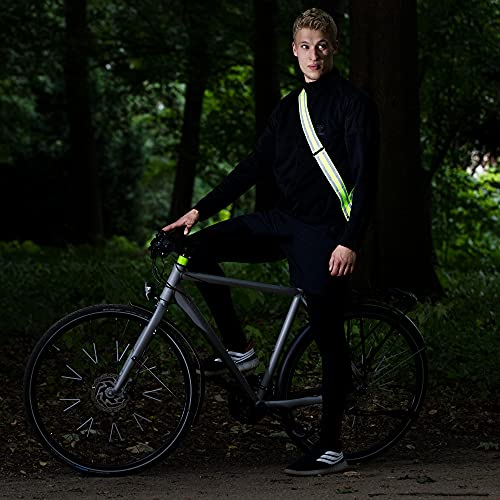 Navaris Reflektor Band Schärpe Erwachsene für Laufen - Rucksack Reflektorband Fahrrad Fahren - Gurt Reflektor für Jacke - Band mit Reflektoren Jacke und Kleidung - Gelb