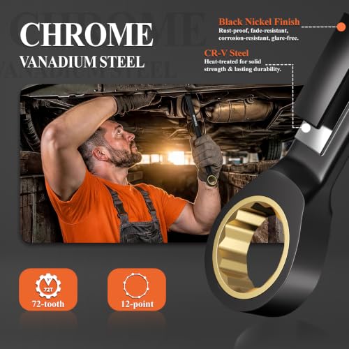 Image of SUZUME 10-Piece Extra Long Ratcheting Wrench Set Metric 8-22mm 72 teeth Cr-V Steel Double Box End For Tight Engine Bays Suspension Work Automotive Repairs with EVA Foam Organizer and Rolling Pouch