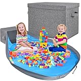 Voova おもちゃ収納ボックス＆プレイマット 赤ちゃん玩具収納袋 レゴ収納マット 折り畳みで便利 積み木 お片付け簡単 玩具収納バッグ ブロック収納 大容量 収納用品 洗濯可能 111*147cm レゴマット 自宅 外遊び（グレー）