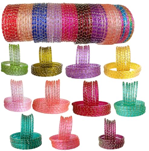 Image of JPS Plain and Glossy Finished Raindrop Glass Bangles Set for Women & Girls | Traditional Ethnic Chudi for Wedding, Party & Regular- Set of 12 Pcs of One Colour | Wedding Special