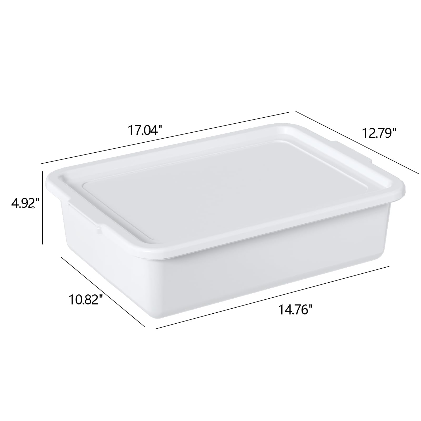Wakikini 13 L Commercial Bus Pans with Lids, Plastic Bus Tubs, White, 3 Packs