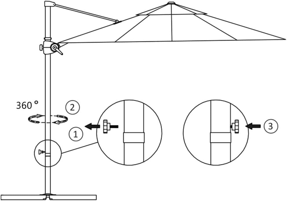 Hanging Umbrella, Black Cover Patio Umbrella 8 Ribs Durable Uv Resistant with Cross Base for Outdoor Use, Black,