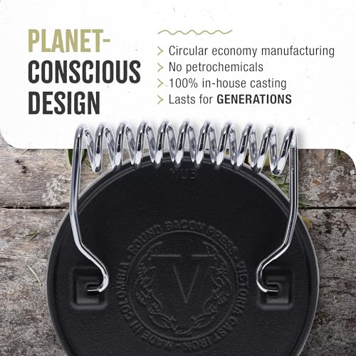 Image of Victoria Round Cast-Iron Meat Press with a Wire Handle, Preseasoned with Flaxseed Oil, Made in Colombia