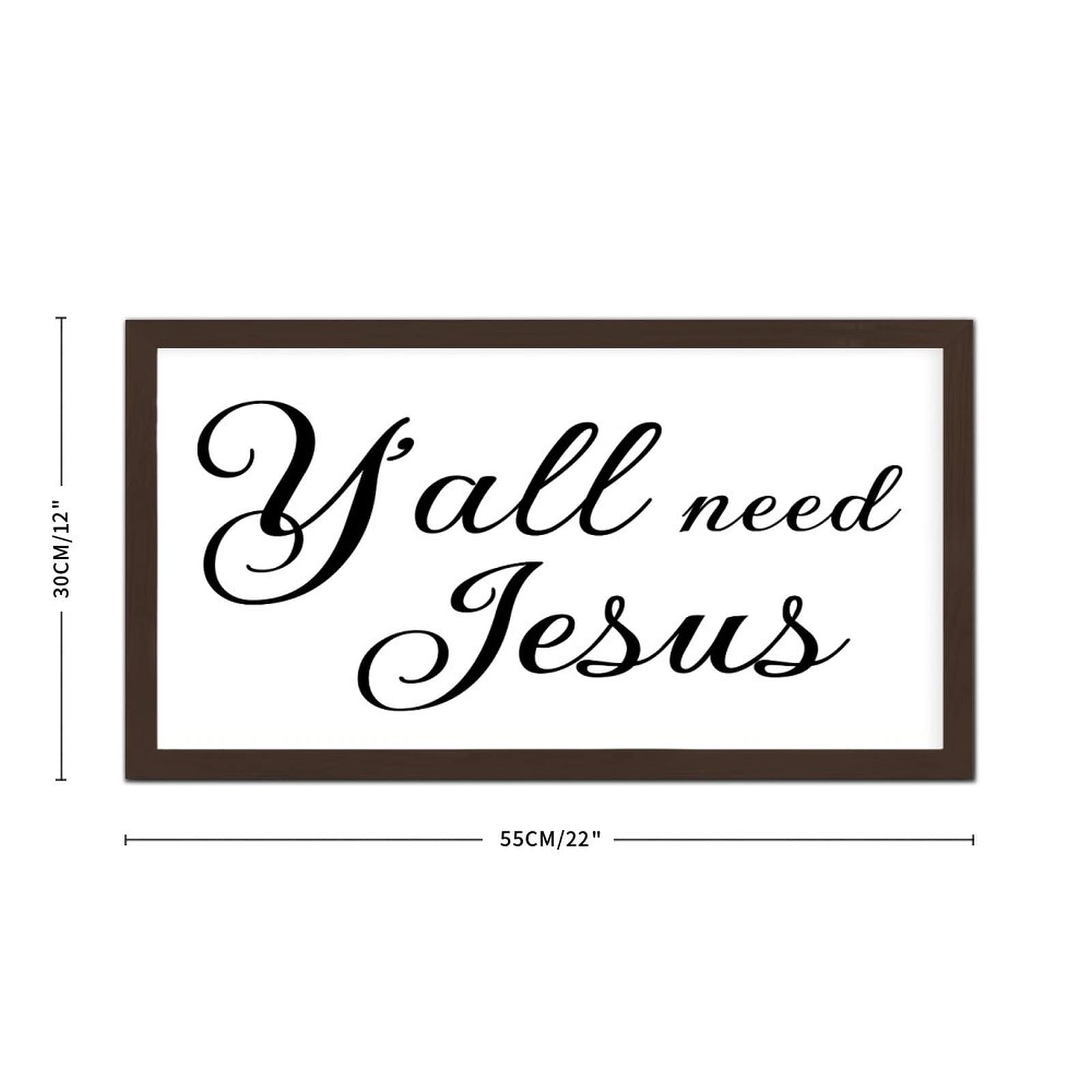 by Unbranded Lustiges gerahmtes Wanddekoratives 30,5 x 56,9 cm Schild mit Zitat "Y'all Need Jesus", Holzschild mit Sprüchen für Wäschefenster