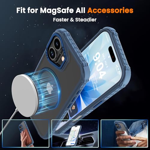 DEERLAMN Strong Magnetic Case for iPhone 17 6.3-Inch,[Compatible with Magsafe][Military Grade Drop Protection] Translucent Matte Shockproof Protective Phone Cover-Frosted Blue by DEERLAMN - Used condition - Image 2