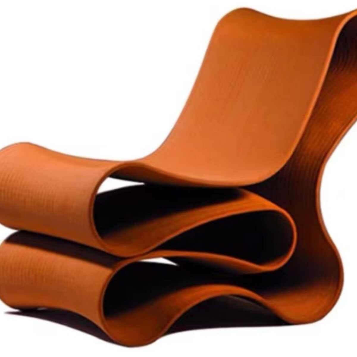 Sedia da salotto moderna con nastro, sedia moderna curva in resina con design scultoreo, mobili in fibra di vetro di alta qualità (arancione)