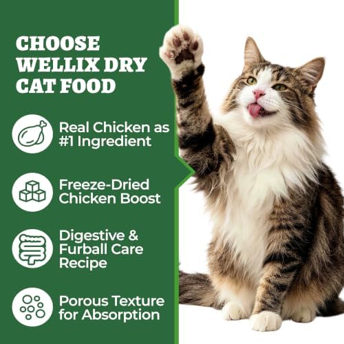 Wellix Dry Cat Food for Hairball Control with Cat Grass & Chicken 4 lb - 5