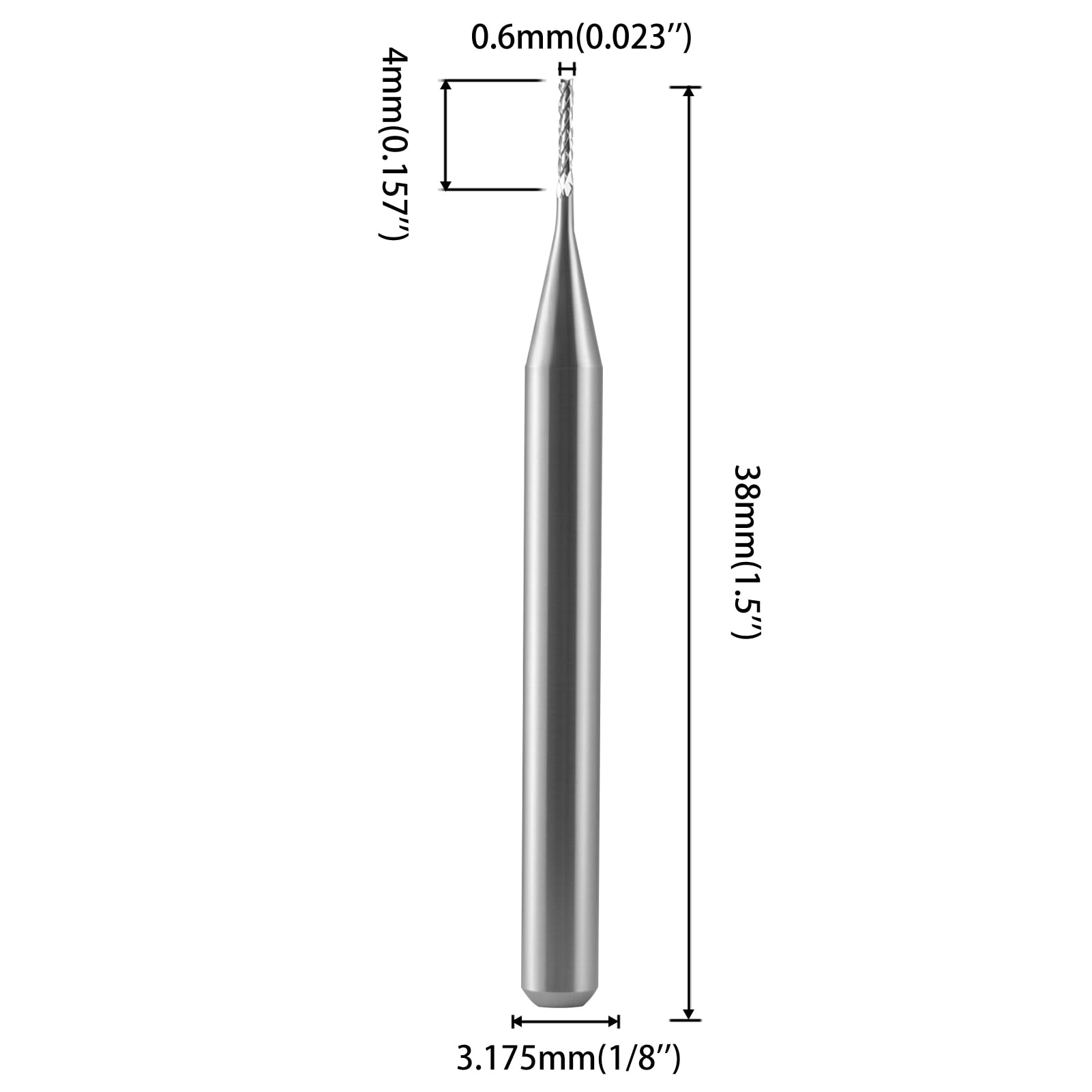 EU_HOZLY Lot de 10 embouts de gravure en carbure de tungstène pour machine de circuit imprimé CNC 3,175 mm 0,6 mm