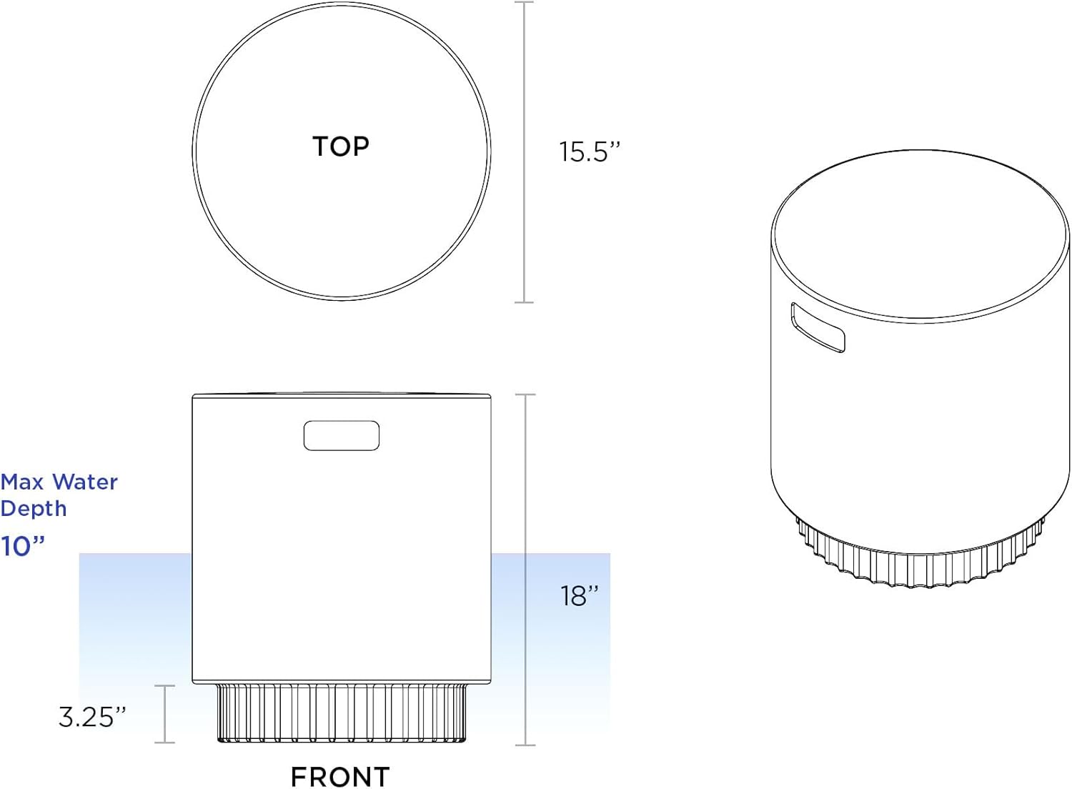 Tenjam Ripple in Pool Table for Sun Shelf, Ledge Table for Water Depths up to 10", Lounger Side Table (White Granite)