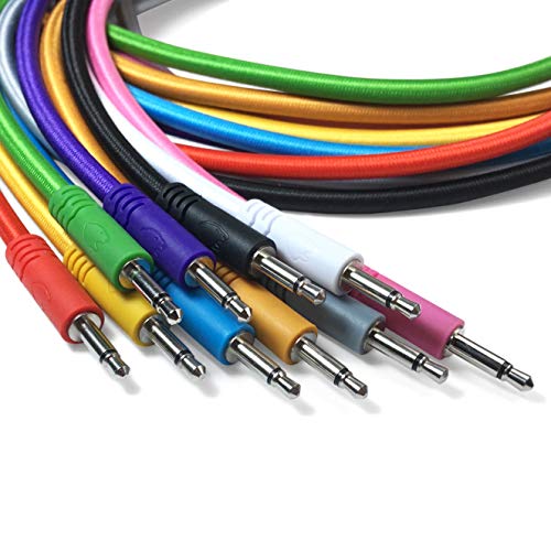 Lot De 5 Câbles Patch Eurorack 3,5 Mm – Nylon Tressé – 45 Cm – 10 Couleurs – Pour Systèmes Modulaires Synthétiseurs