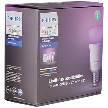 Philips Hue Starter Kit Casa Inteligente 9W, 110V - 3 Lâmpadas + Hub, Iluminação Inteligente Controlada Por Wifi e Bluetooth, Compatível com Alexa