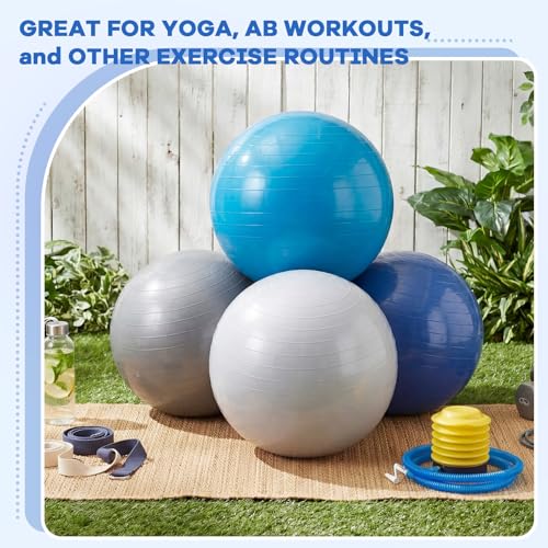 Image of Leyndo 4 Pcs 26 Inch Yoga Exercise Ball Pilates Pregnancy Birthing Fitness Ball with Quick Pump Anti Burst for Improved Posture, Balance, Yoga, Pilates, Training