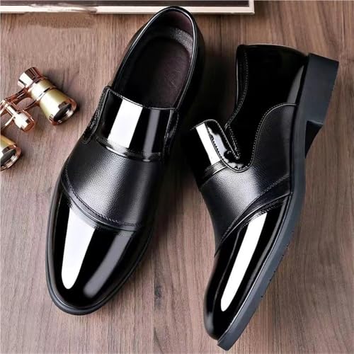 Mens Slip On Dress Shoes Leather Cap Toe Oxfords Business Casual Formal Wedding Prom Tuxedo Classic Comfortable3