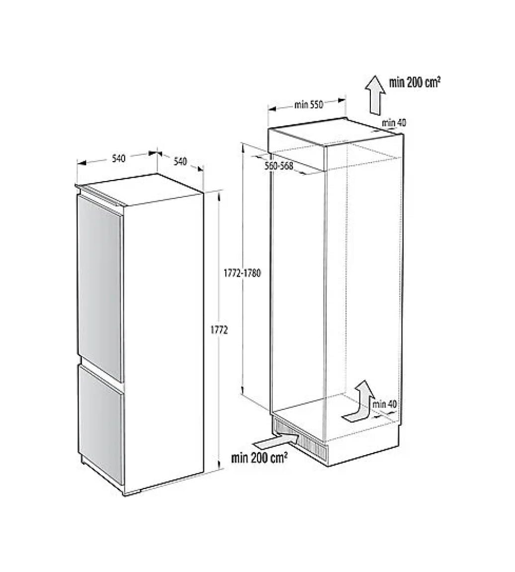 Hisense RB3B250SAWE1 Réfrigérateur congélateur intégré sans givre avec kit de fixation pour porte coulissante Blanc 177 cm de haut 70/30