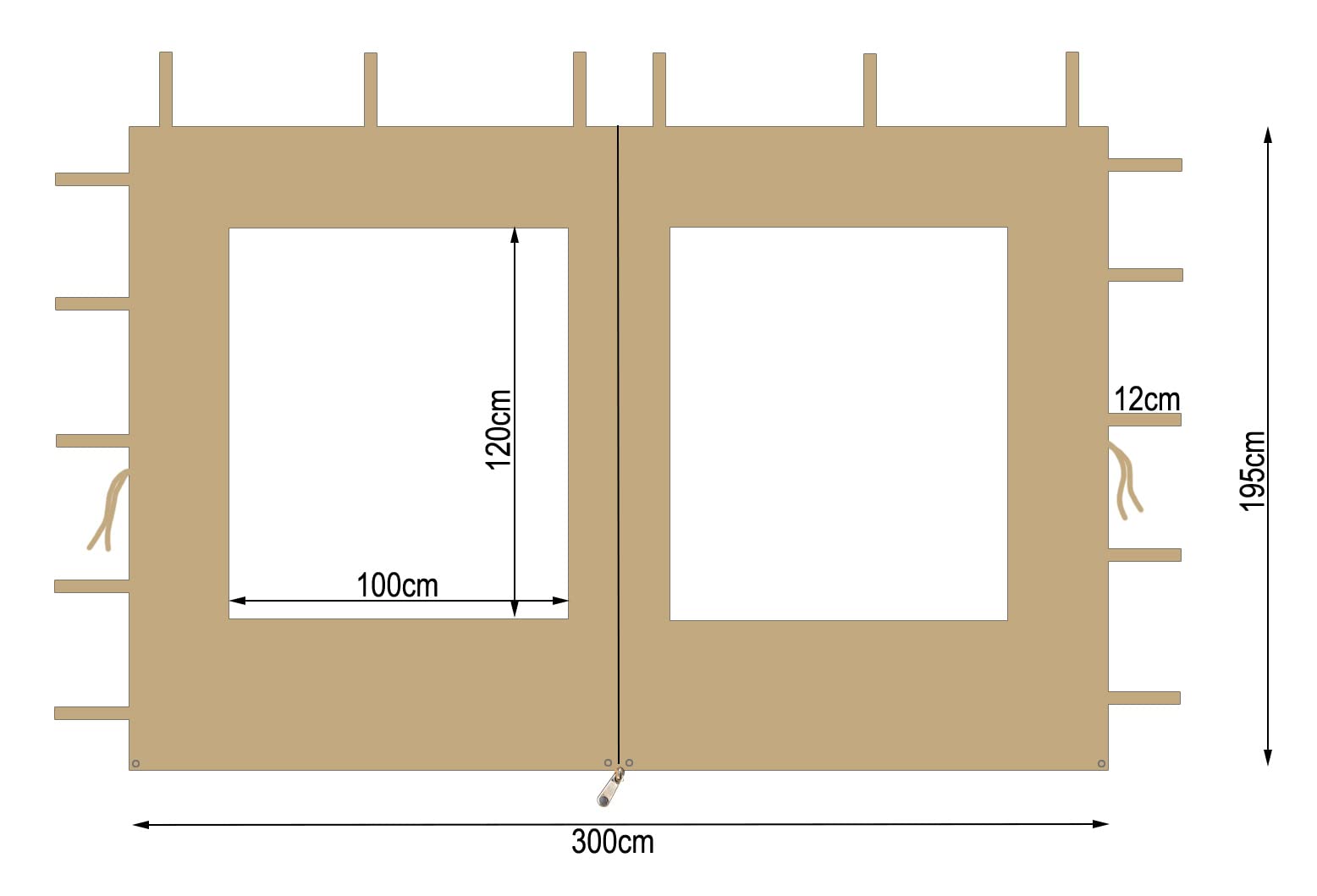2 Pannelli Laterali Per Gazebo 3x4m - Con Finestra In PE, Colore Sabbia, 300x193cm E 400x193cm - Foto 6