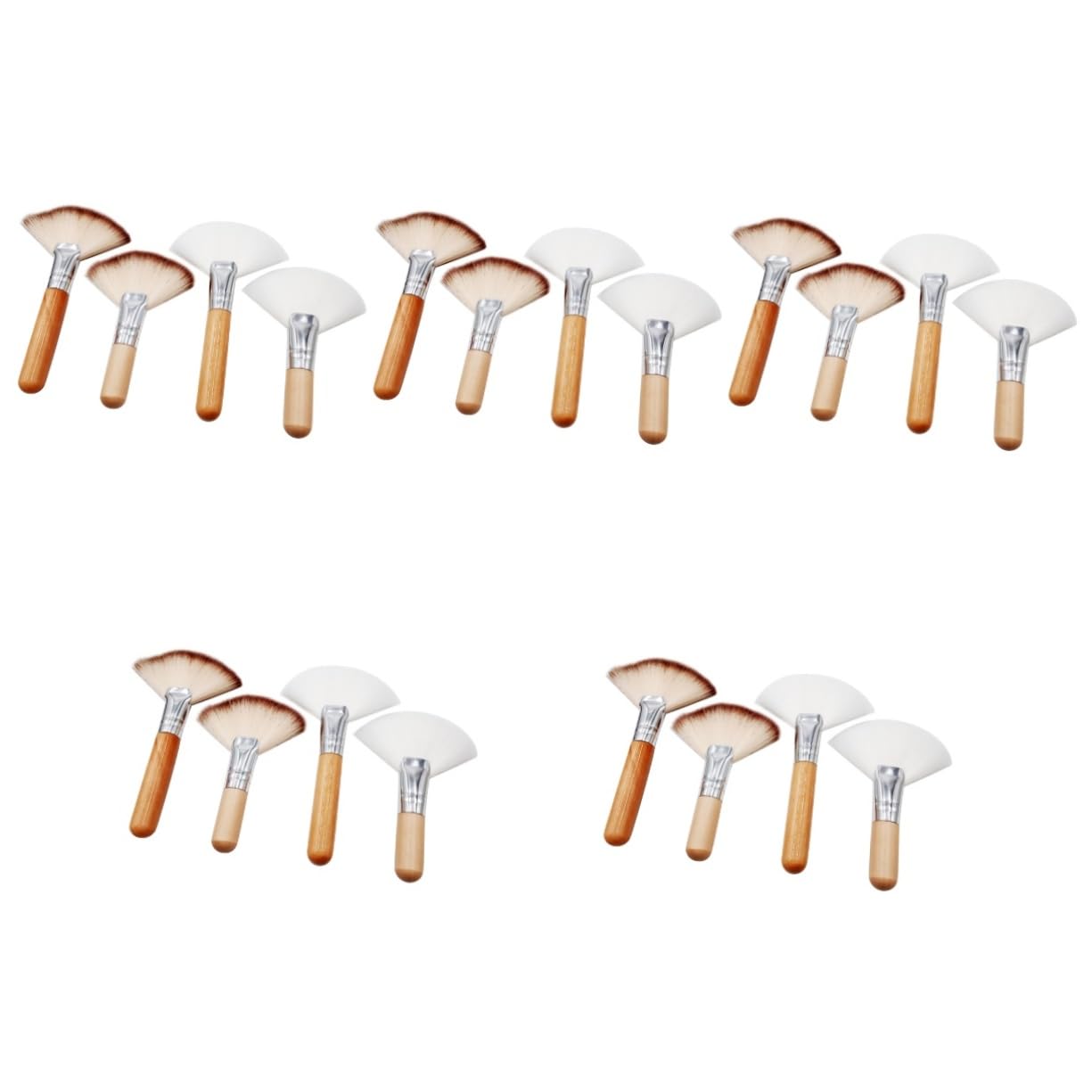 FOMIYES 5 Set Di Pennelli Per Il Trucco A Ventaglio Con Manico Per Applicatore Per Il Trucco Del Viso Per Donne Blush Pennelli A Ventaglio Soffici Manico Comodo 4 Pezzi*5