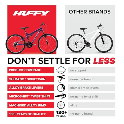 Image of Huffy Stone Mountain Bike for Men and Women, 20 inch /24 inch /26 inch, 6-Speed (20 inch) or 21-Speed, Front or Dual Suspension (Varies), Multiple Colors, Adjustable Saddle, Shimano Equipped, All-Terrain Tires