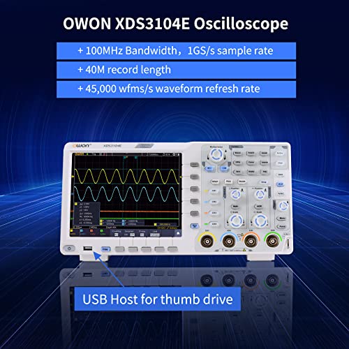 Image of OWON XDS3104E 4CH DSO Digital Oscilloscope, 100MHZ Bandwidth 1GS /s Digital Storage oscilloscope Support SCPI, and LabVIEW