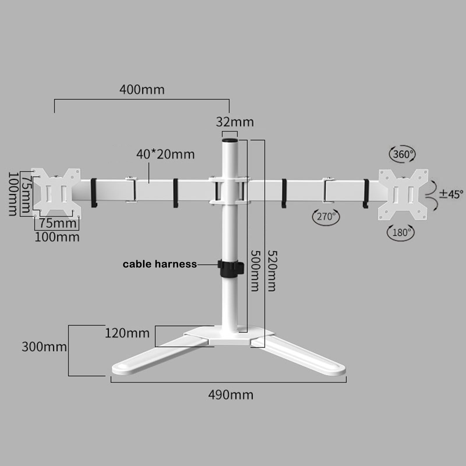 Supporto Doppio per Monitor da 10 A 32 Pollici, Supporto da Scrivania Autoportante Completamente Orientabile per 2 Schermi, Supporta Fino A 8 kg per Braccio.
