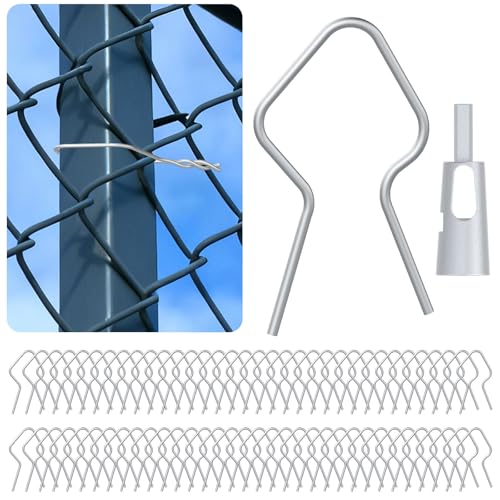 100-Pack T-Post Fence Clips with Free Drill Chuck Tool Heavy-Duty 11-Gauge Galvanized Steel Wire Ties for T-Posts/U-Posts Tool-Free Installation on Farm Garden & Livestock Fencing (Silver)