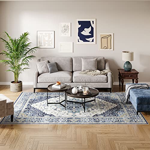 Dripex Washable Area Rug 6X9 Boho Persian Rug Stain & Water Resistant Foldable Thin Vintage Rugs Faux Wool Floor Carpet For Living Room Bedroom Dining Room Kitchen Bathroom Farmhouse Office #TOP1