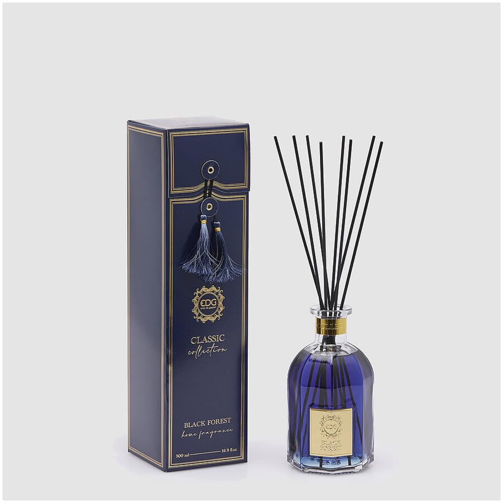 Edg - Enzo De Gasperi Klassischer Lufterfrischer für den häuslichen Bereich mit Stäbchen, 500-ml-Glasflasche (1 Stück) BLACK FOREST