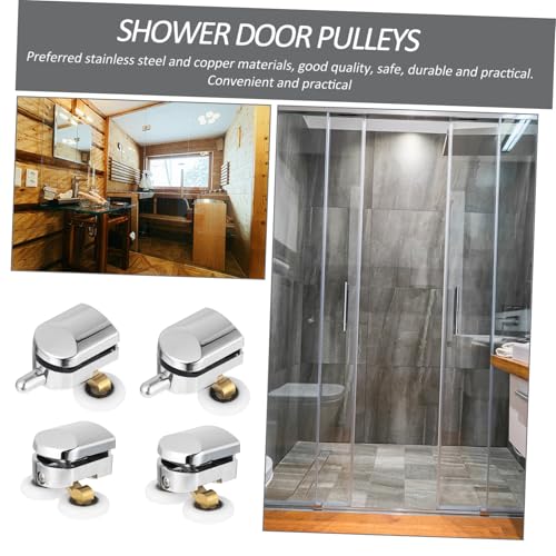 Mipcase Rodillo para Puerta de Ducha kit 4 piezas doble rueda mampara 4