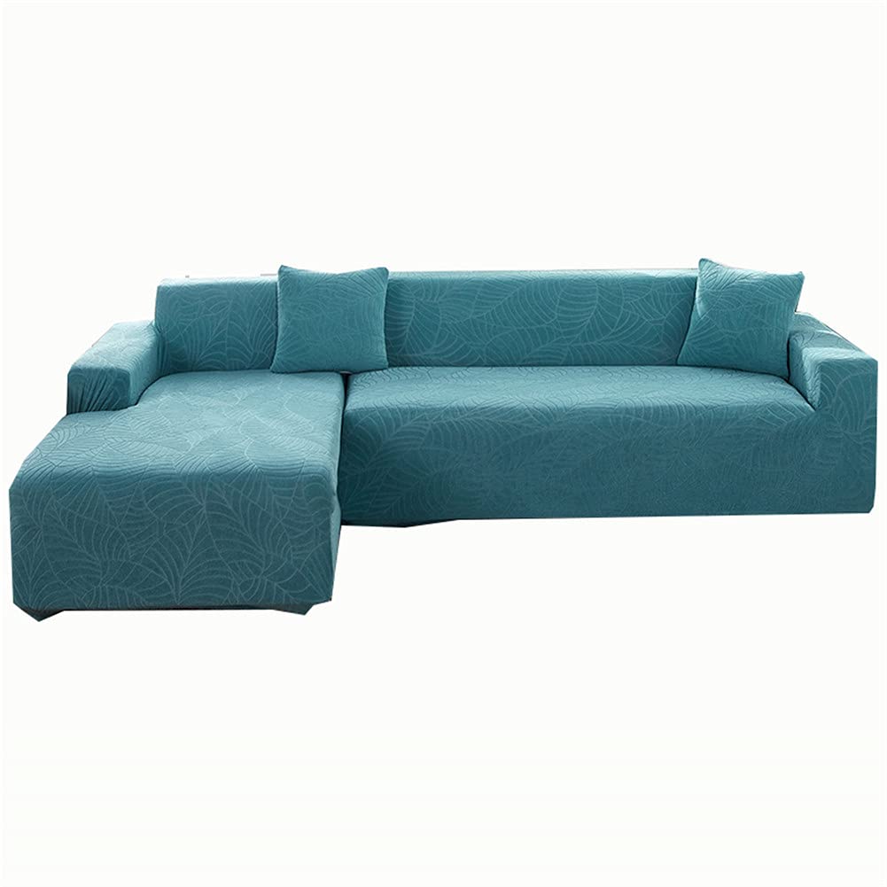 Stretch Sofa Cover L Shape Waterproof, Sectional Sofa Slipcover Anti-slip, Corner Armchair Couch Cover Chaise Lounge Furniture Protector (Blue,3-Seater & 3-Seater)