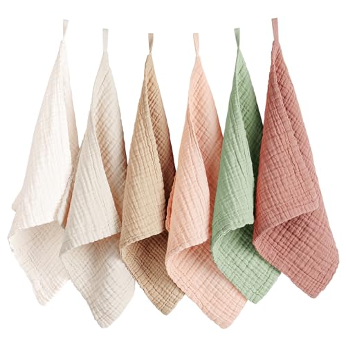 Konssy 6 Pack Face Cloths Soft Wash Cloth for Washing Face Cotton Face Towels for Sensitive Skin Women Facial Makeup Remover Reusable Absorbent Washcloths 11 x 11 Inch