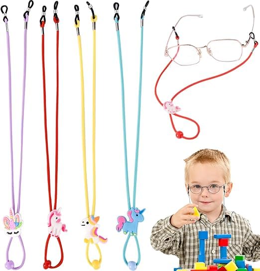 Luxiremi Einhorn Brillenband Eyewear Retainer, 4 Stück Junge Mädchen Sonnenbrille Brillenhalter Band, Brille Kette Lanyard Cord