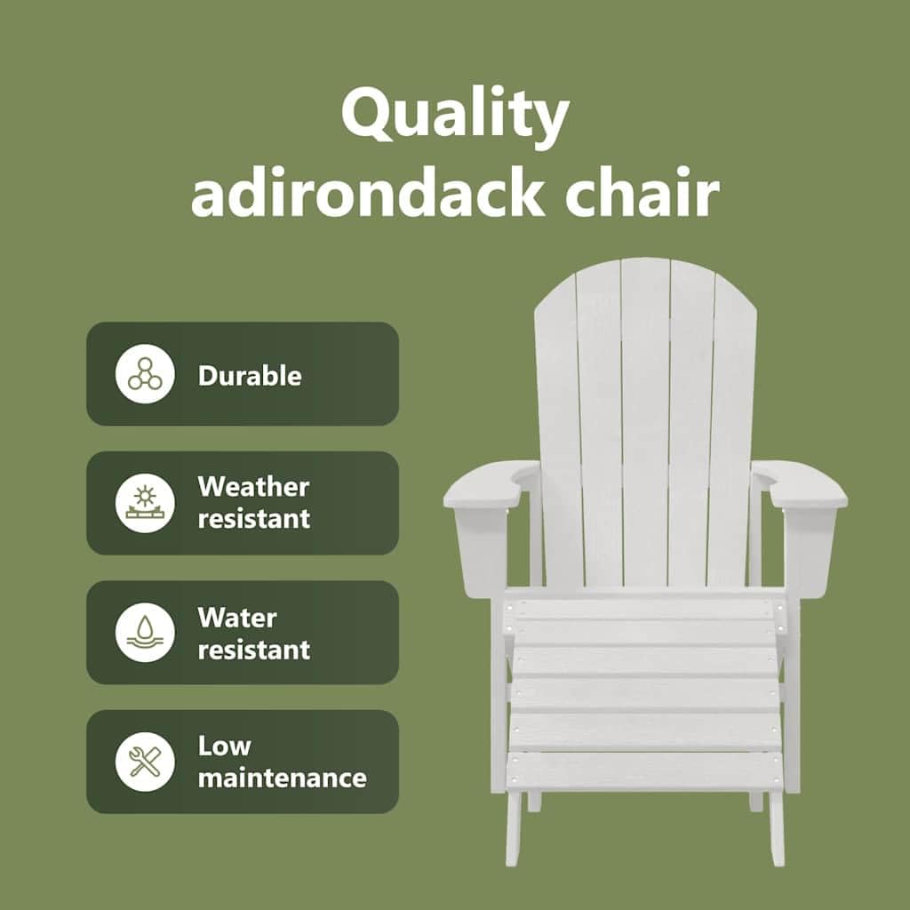 vidaXL Chaise Adirondack Blanc 82 x 74 x 92 cm HDPE, Chaise Adirondack, mobilier de Jardin Moderne, Salon extérieur stylé, Fauteuil détente, relaxez-Vous à l'extérieur