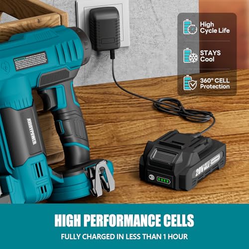 Image of ALLOYPOWER 2 in 1 Cordless Brad Nailer /Electric Stapler with 2.0Ah Battery and Charger,1000pcs Nails and 500pcs Staples Included for Home Improvement & Woodworking