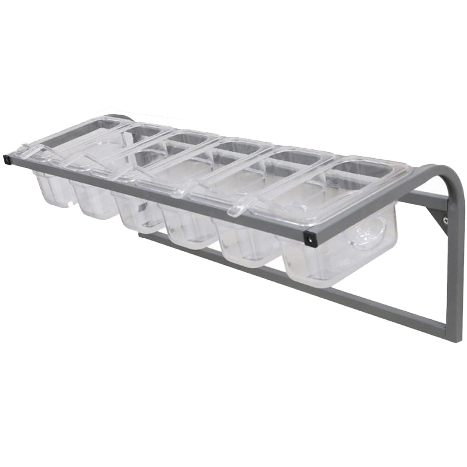 MYUYEE Wall Mounted Stainless Steel Spice Rack & Spoon Set Commercial Pizza Topping Station Shelf For Seasoning Ingredients Herbs & Fruits