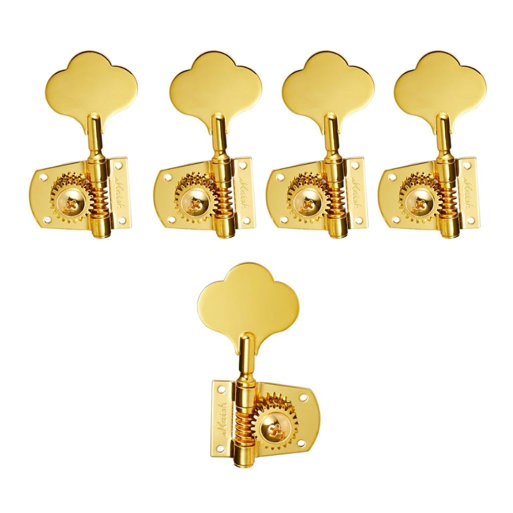 KAISH Cloverleaf Lefty - Afinadores de graves de 5 cuerdas, 5 teclas de afinación de graves para estándar/Highway One Series Jazz Bass J Bass/Precision Bass P Bass Gold 4 izquierda/1 derecha