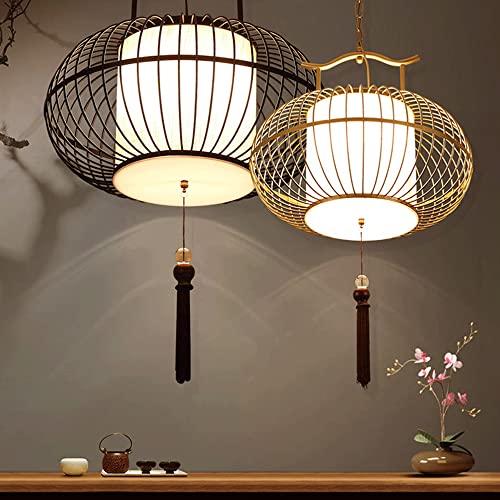 Lantaarnkroonluchter In Chinese Stijl Hangende Stoffen Lampenkap Semi-inbouw Retro Industriële Lamp Retro Creatieve Lamp… - Afbeelding 3