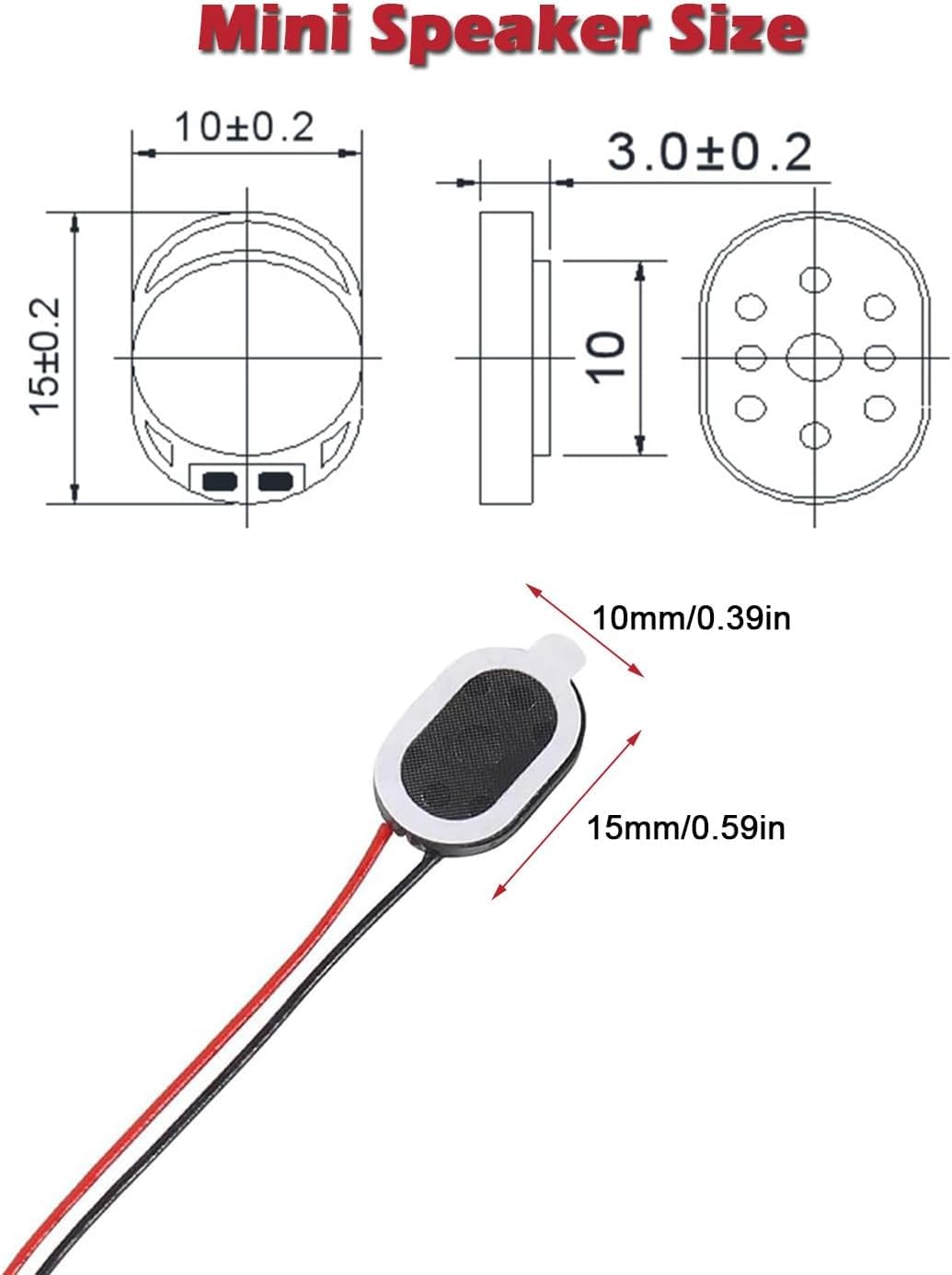 10 Stück Stück Mini-Lautsprecher 1W 8 Ohm Magnetische Lautsprecher Ersatz für kleine DIY-Elektronikprojekte, 15 x 10mm
