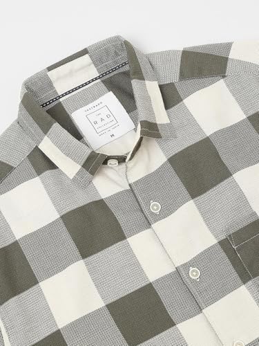 Image of VASTRADO Mens Olive Checked Shirt Cotton, Breathable Fabric | Full Sleeve, Collar Neckline, Short Length | Casual Wear, Timeless Style